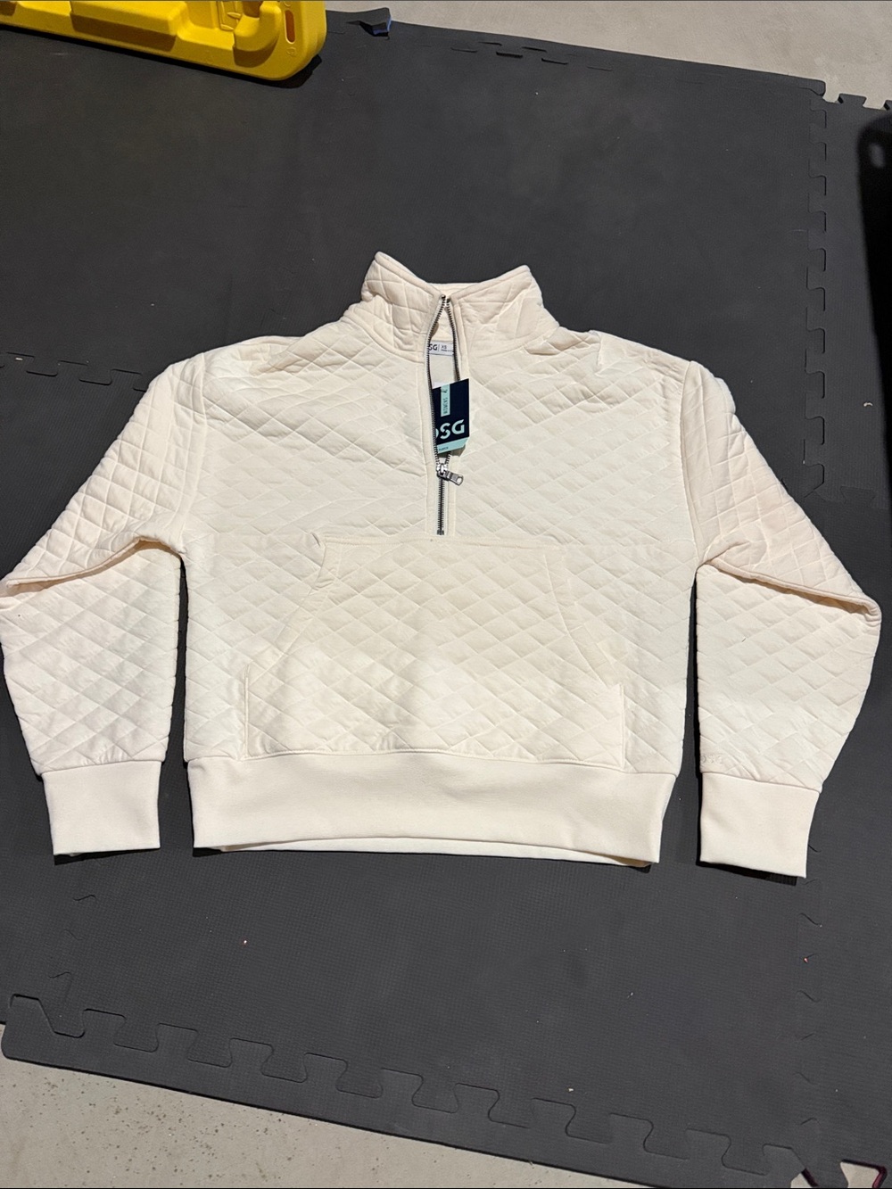 DSG Cream Quilted Half-Zip Pullover Hoodie